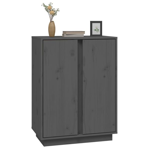 vidaXL Sideboard Grau 60x35x80 cm Massivholz Kiefer