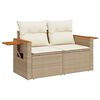 vidaXL 3-tlg. Garten-Sofagarnitur mit Kissen Beige Poly Rattan