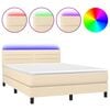 vidaXL Boxspringbett mit Matratze & LED Creme 140x200 cm Stoff