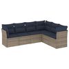 vidaXL 6-teiliges Gartensofa-Set mit Kissen, grau, Polyrattan