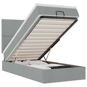 vidaXL Ottomane Bett mit Matratze & LEDs Hellgrau 80x200 cm Stoff