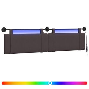 vidaXL H&auml;ngendes Kopfteil Mit LED Licht Dunkelbraun Stoff