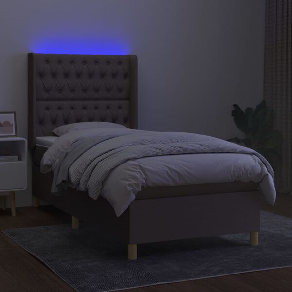 vidaXL Boxspringbett mit Matratze & LED Taupe 80x200 cm Stoff