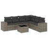 vidaXL 7-tlg. Garten-Sofagarnitur mit Kissen Grau Poly Rattan