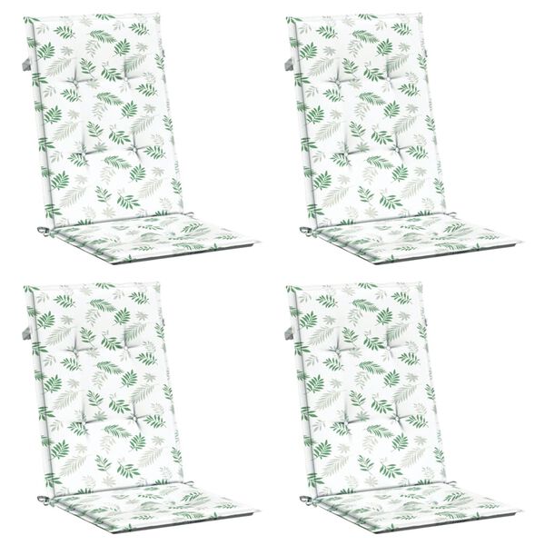 vidaXL Hochlehner-Auflagen 4 Stk. Blattmuster Stoff