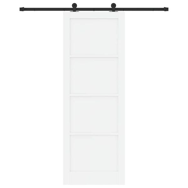 vidaXL Schiebet&uuml;r Wei&szlig; und Schwarz 83 x 232 cm Massives Kiefernholz