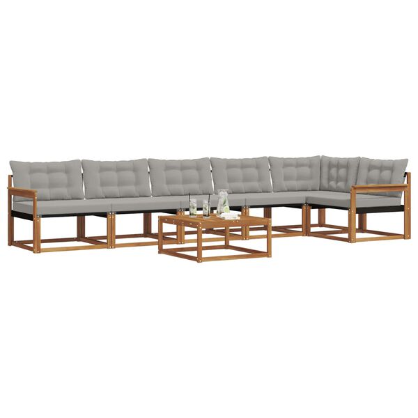 vidaXL Outdoor-Sofagarnitur mit Kissen 7 pcs Nat&uuml;rlich und Hellgrau