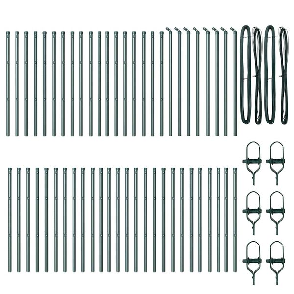 vidaXL Zaunpfosten Sonstiges 52 pcs Grün 3,2 x 3,2 x 80 cm Stahl