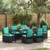 vidaXL Garten Essgruppe 7 pcs Schwarz Poly-Rattan
