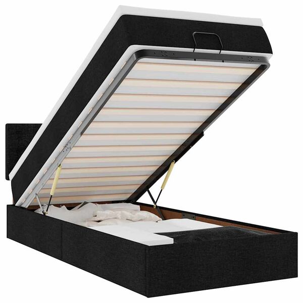 vidaXL Ottoman-Bett mit Matratze & LEDs Schwarz 90x190 cm Stoff