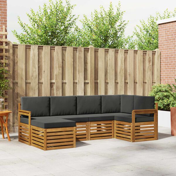vidaXL Ecksofa Set 6 pcs Natur und Anthrazit Massivholz Akazie