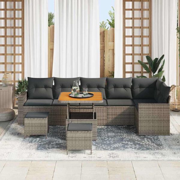 vidaXL Gartensofa-set 9 pcs Grau Poly-Rattan