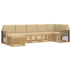vidaXL Outdoor-Sofagarnitur 7 stk. Wei&szlig; und Beige