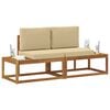 vidaXL Outdoor End Sofa 2 St&uuml;ck Natur und Beige Massivholz Akazie