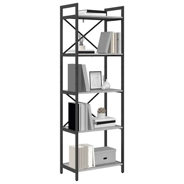 vidaXL B&uuml;cherregal Graues Sonoma 56 x 34 x 171 cm Holzwerkstoff