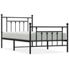vidaXL Bettgestell mit Kopf- und Fu&szlig;teil Metall Schwarz 100x190 cm