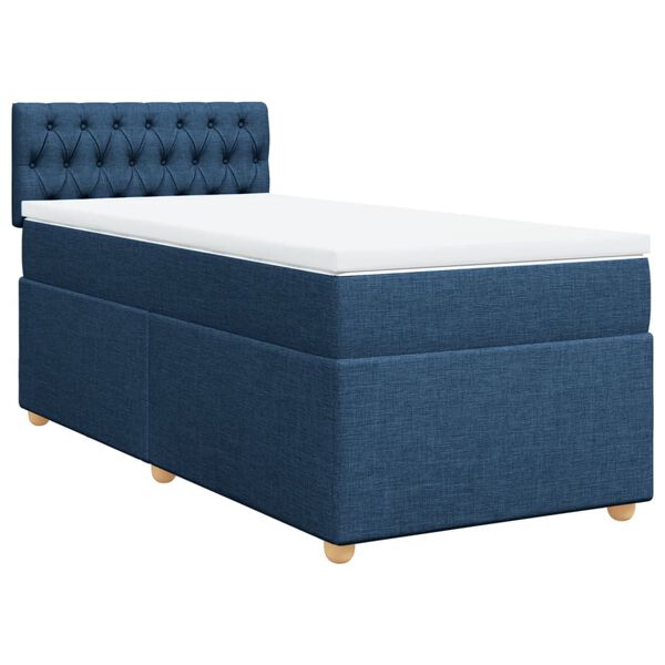 vidaXL Boxspringbett mit Matratze Blau 90x190 cm Stoff