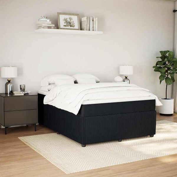 vidaXL Boxspringbett mit Matratze Schwarz 160x200 cm Samt