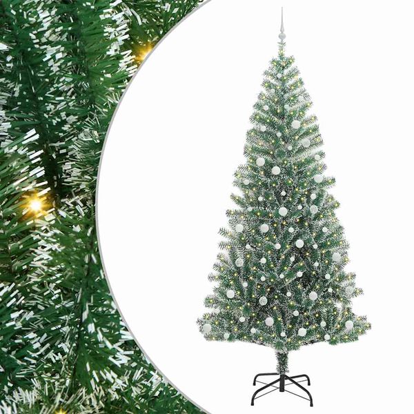 vidaXL K&uuml;nstlicher Weihnachtsbaum beschneit mit LED Licht 240 cm