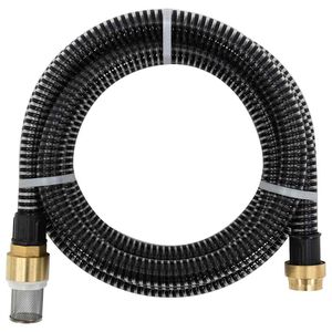 vidaXL Saugschlauch mit Messing-Anschl&uuml;ssen Schwarz 1,1" 3 m PVC