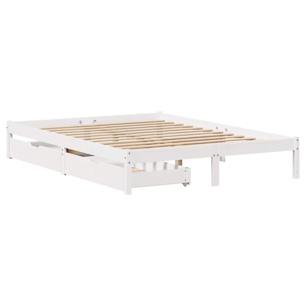 vidaXL Massivholzbett ohne Matratze Wei&szlig; 135x190 cm Kiefernholz