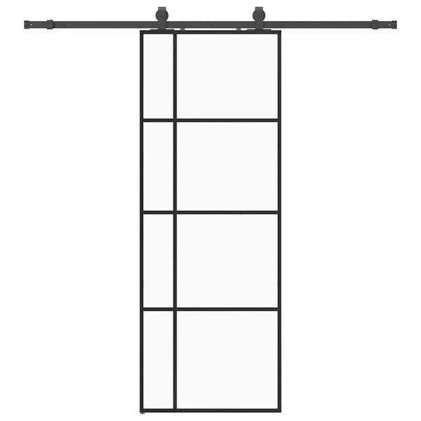 vidaXL Schiebet&uuml;r mit Beschlag Schwarz 76x205 cm ESG-Glas