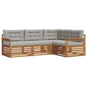 vidaXL Outdoor-Sofagarnitur mit Kissen 4 pcs Nat&uuml;rlich und Hellgrau