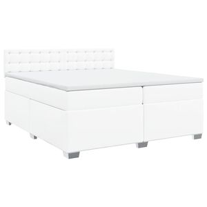 vidaXL Boxspringbett mit Matratze Wei&szlig; 200x200 cm Kunstleder
