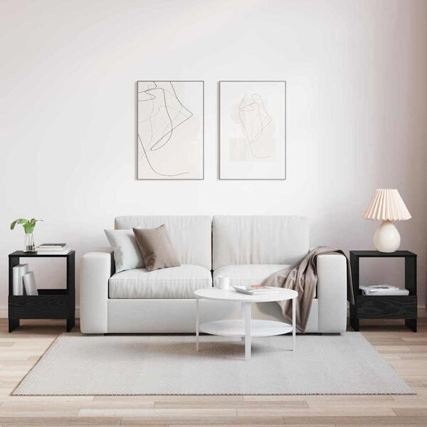 vidaXL Magazinregal 2 pcs Schwarz Eichen-Optik 35 x 30 x 45 cm