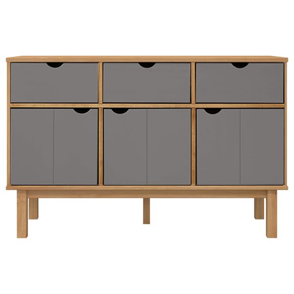 vidaXL Sideboard OTTA Braun&Grau 114x43x73,5 cm Massivholz Kiefer