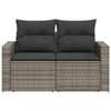 vidaXL Gartensofa 2-Sitzer mit Kissen Grau Poly Rattan