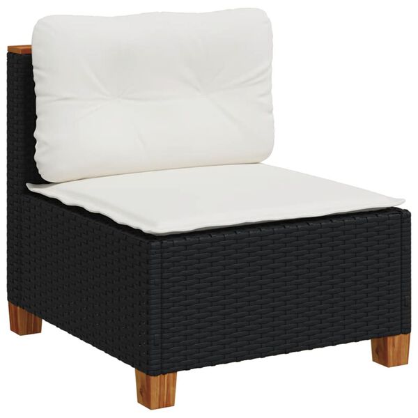 vidaXL 8-tlg. Garten-Sofagarnitur mit Kissen Schwarz Poly Rattan