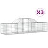 vidaXL Gabionen mit Hochbogen 3 Stk. 200x50x40/60 cm Verzinktes Eisen