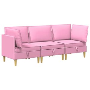 vidaXL Modular Sofa Set mit Stauraum 3 stk. Rosa Stoff