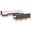 vidaXL 11-tlg. Garten-Lounge-Set mit Auflagen Poly Rattan Braun
