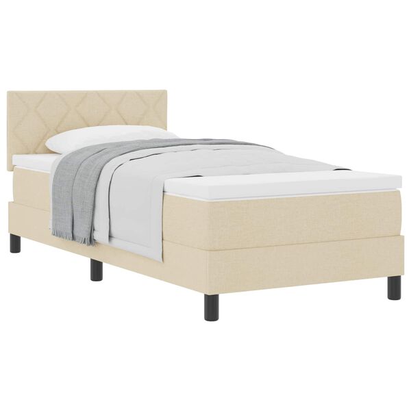 vidaXL Boxspringbett mit Matratze mit Kopfteil Creme 90 x 190 cm Stoff
