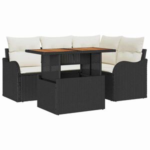 vidaXL Garten-Sofa-Set mit Speicher 5 pcs Schwarz Poly Rattan