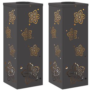 vidaXL Solar LED Weg Licht 2 pcs Schwarz Kalt gewalzter Stahl