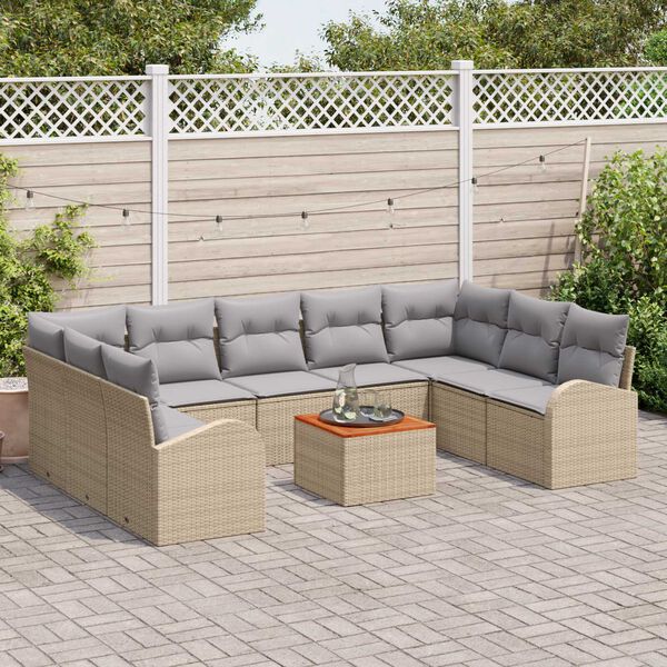 vidaXL Garten-Sofa-Set 10 pcs Beige und Hellgrau