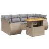 vidaXL 7-tlg. Garten-Sofagarnitur mit Kissen Beige Poly Rattan