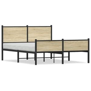 vidaXL Metallbett ohne Matratze Sonoma-Eiche 140x190 cm
