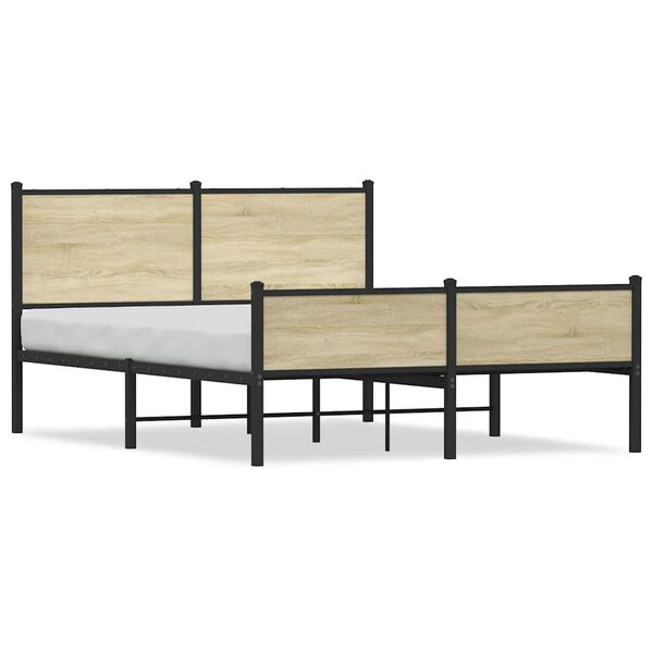 vidaXL Metallbett ohne Matratze Sonoma-Eiche 140x190 cm