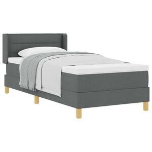 vidaXL Boxspringbett mit Matratze Dunkelgrau 80 x 200 cm Stoff