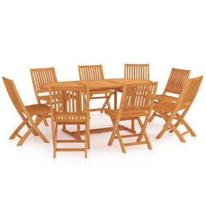 vidaXL 9-tlg. Garten-Essgruppe Massivholz Teak