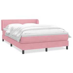 vidaXL Boxspringbett mit Matratze Rosa 140x210 cm Samt