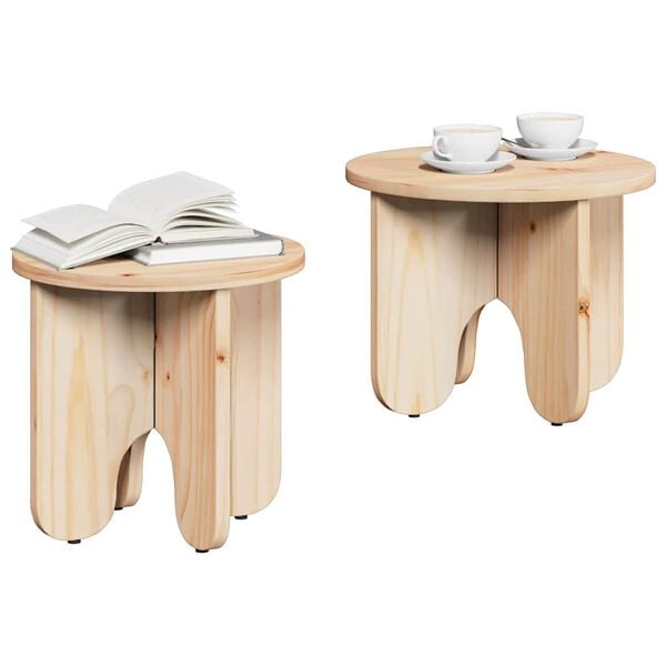vidaXL Couchtisch 2 pcs Natur Massivholz Kiefer
