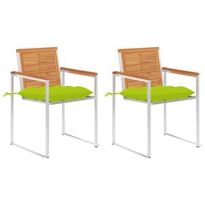 vidaXL Gartenst&uuml;hle mit Kissen 2 Stk. Massivholz Akazie und Stahl
