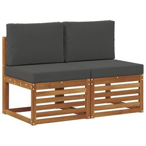 vidaXL 2 St&uuml;ck Outdoor Mittelsofa Massivholz Akazie Natur