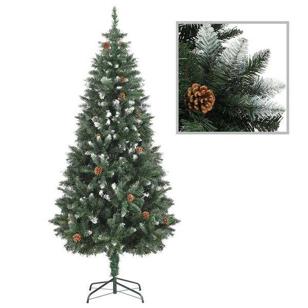 vidaXL K&uuml;nstlicher Weihnachtsbaum mit Beleuchtung & Kugeln 180 cm