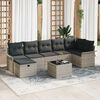 vidaXL Garten-Sofa-Set mit Kissen 8 pcs Hellgrau Poly Rattan